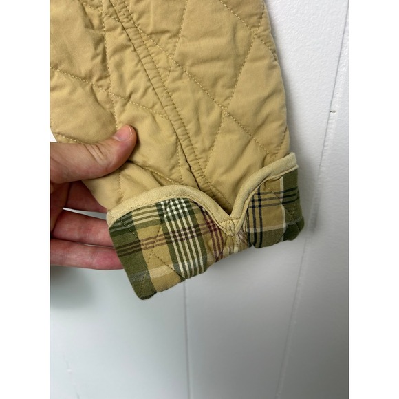 Vintage LL Bean Quilted Khaki Plaid Insulated Barn Coat Size Small - Picture 10 of 12